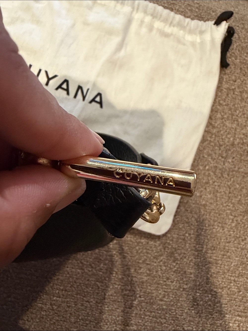 Cuyana Black Pebbled Leather Crossbody with Gold Hardware - Picture 6 of 9